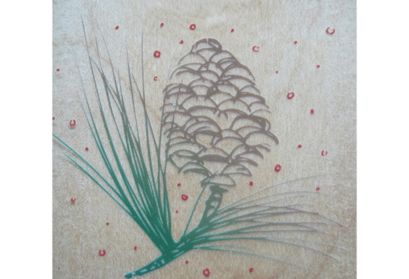 F3169 PINECONE חותמת גומי על עץ אצטרובל