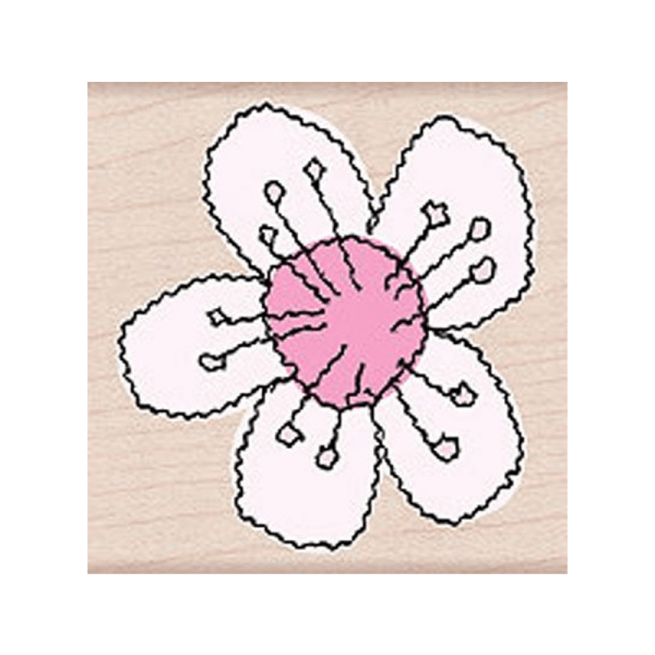 F4029 STITCHED FLOWER חותמת גומי על עץ פרח תפור