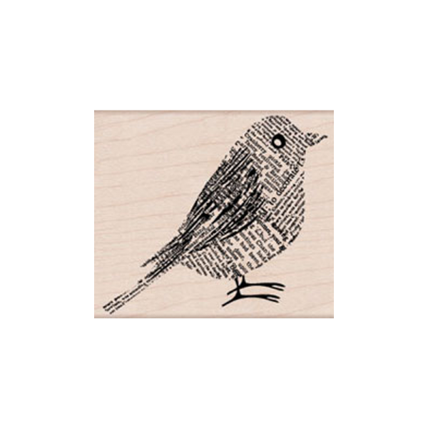 H5580 NEWPRINT BIRD חותמת גומי על עץ ציפור מעיתון