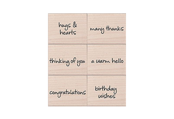 LL154 PETTE MESSAGES סט 6 חותמות גומי על עץ איחולים